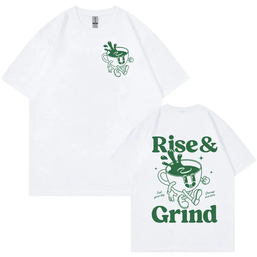 'Rise and Grind Green' -100% Cotton Oversized T-shirt