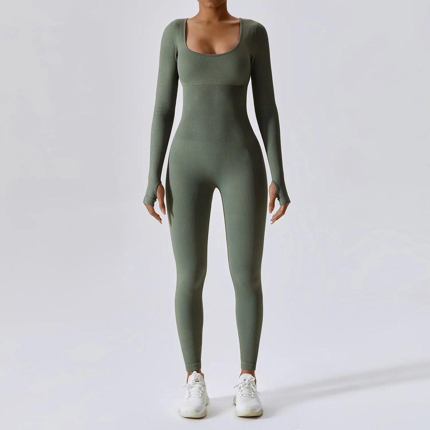 Seamless Yoga Fitness Bodysuit - Long-Sleeved