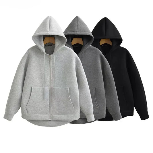 Heather Zipper Hoodie - Loose Fit