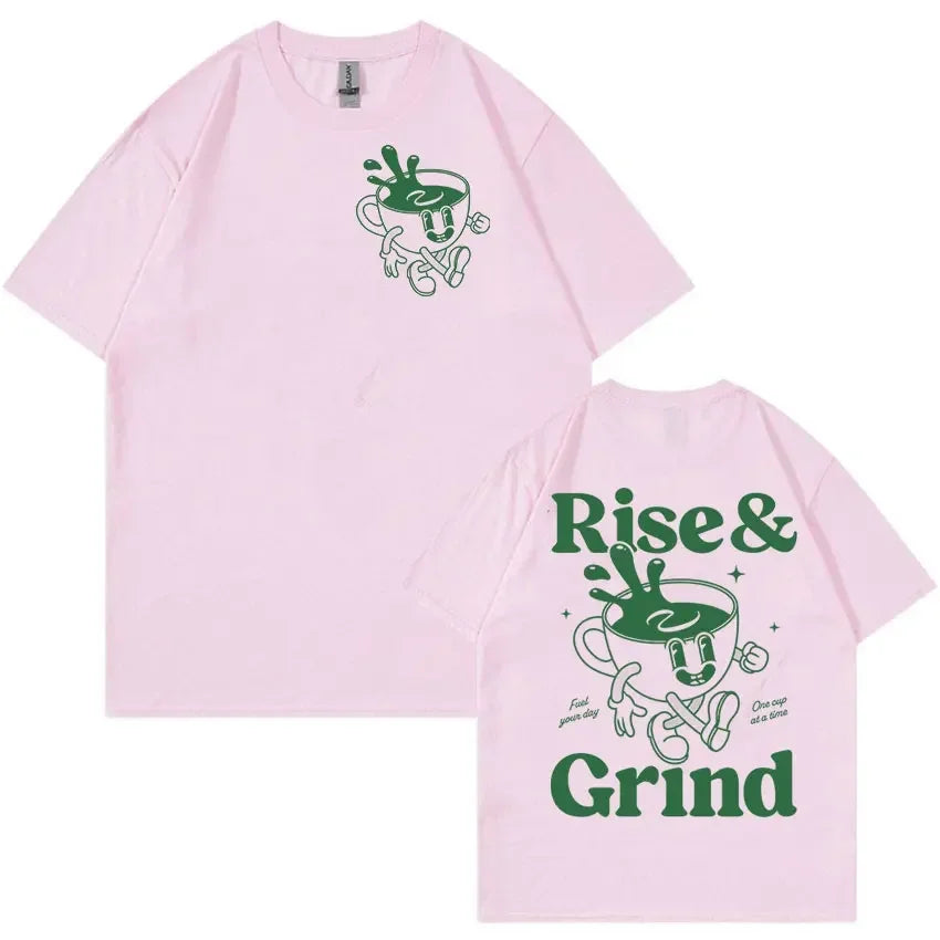 'Rise and Grind Green' -100% Cotton Oversized T-shirt