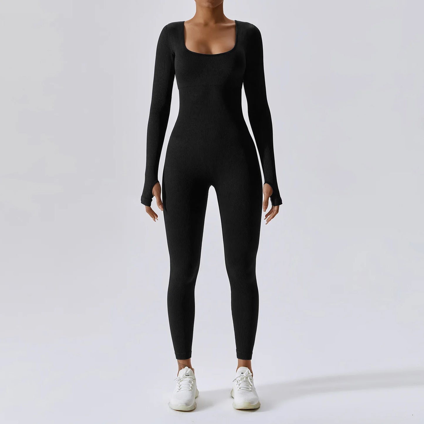 Seamless Yoga Fitness Bodysuit - Long-Sleeved