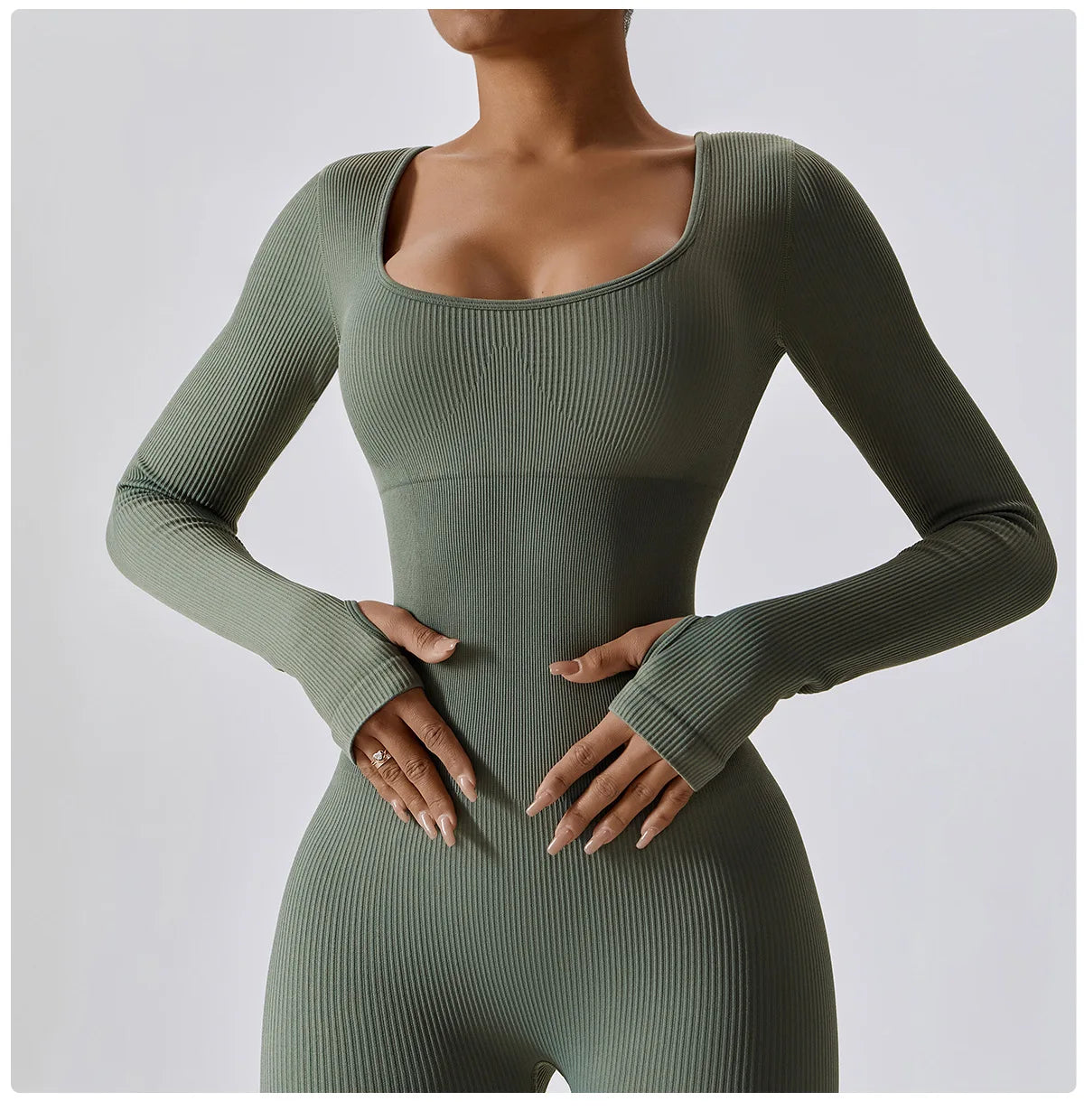 Seamless Yoga Fitness Bodysuit - Long-Sleeved