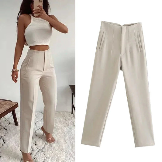 Women's Office Wear - High Waisted Pants