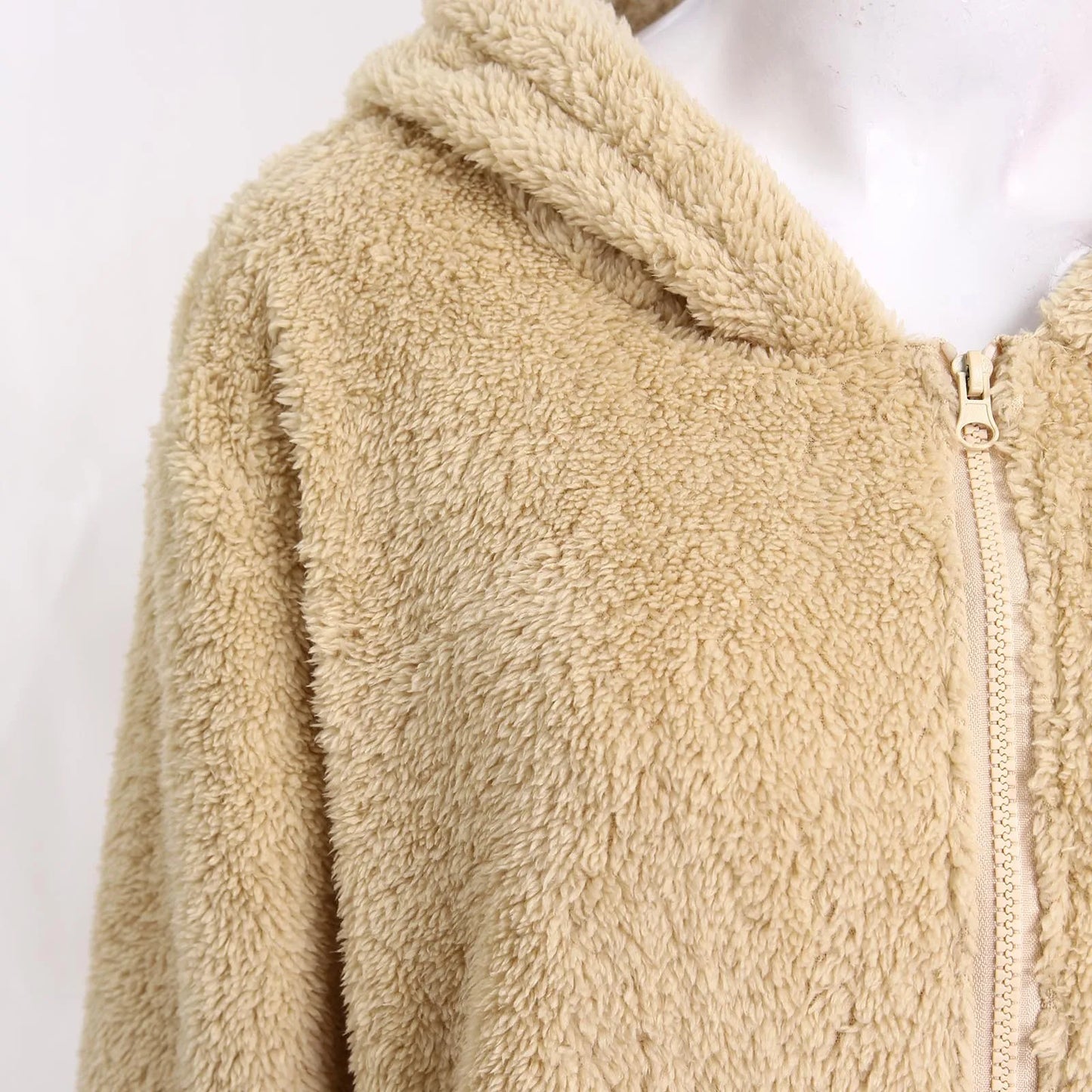 Women's Oversized Plush Jacket Solid Color-Outerwear