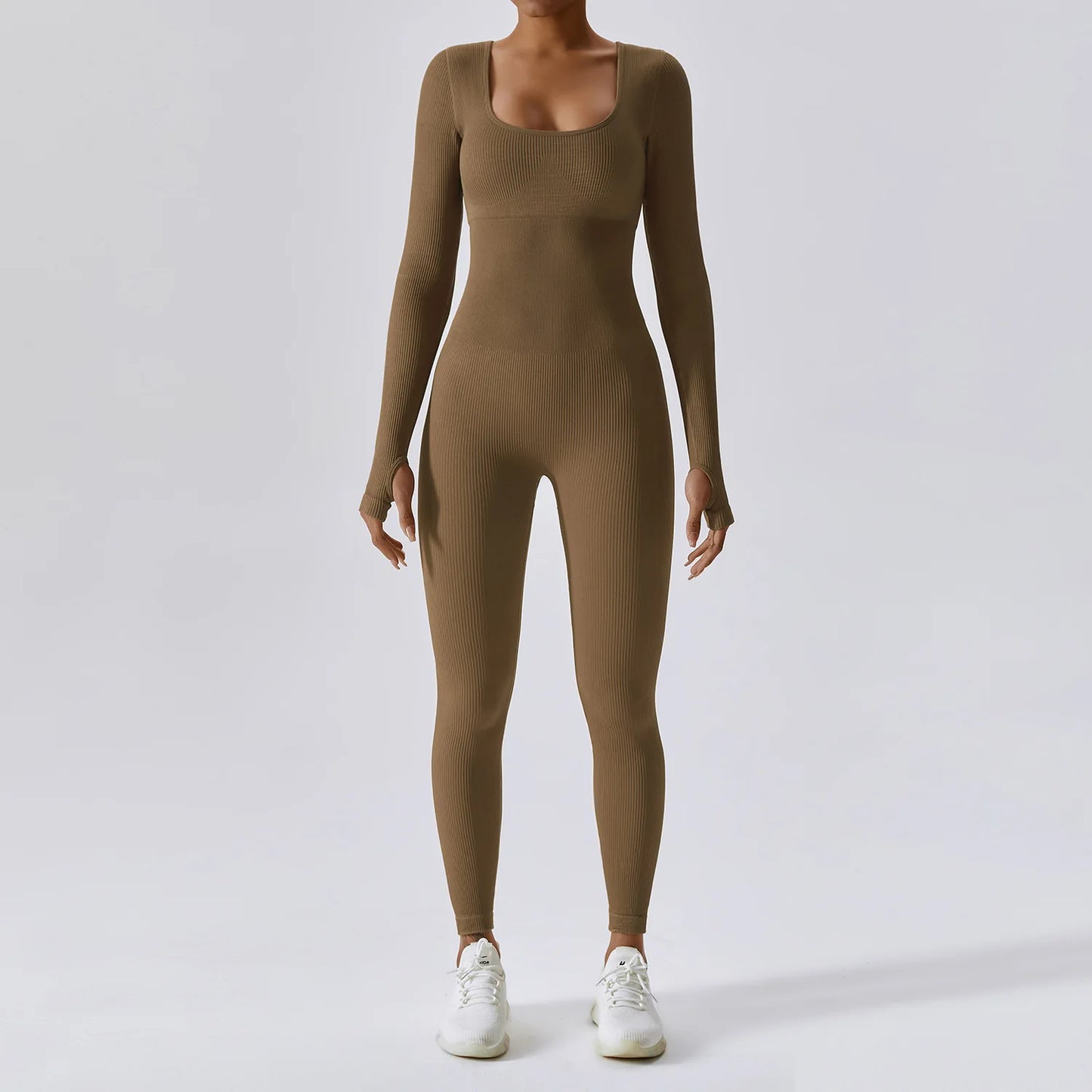 Seamless Yoga Fitness Bodysuit - Long-Sleeved