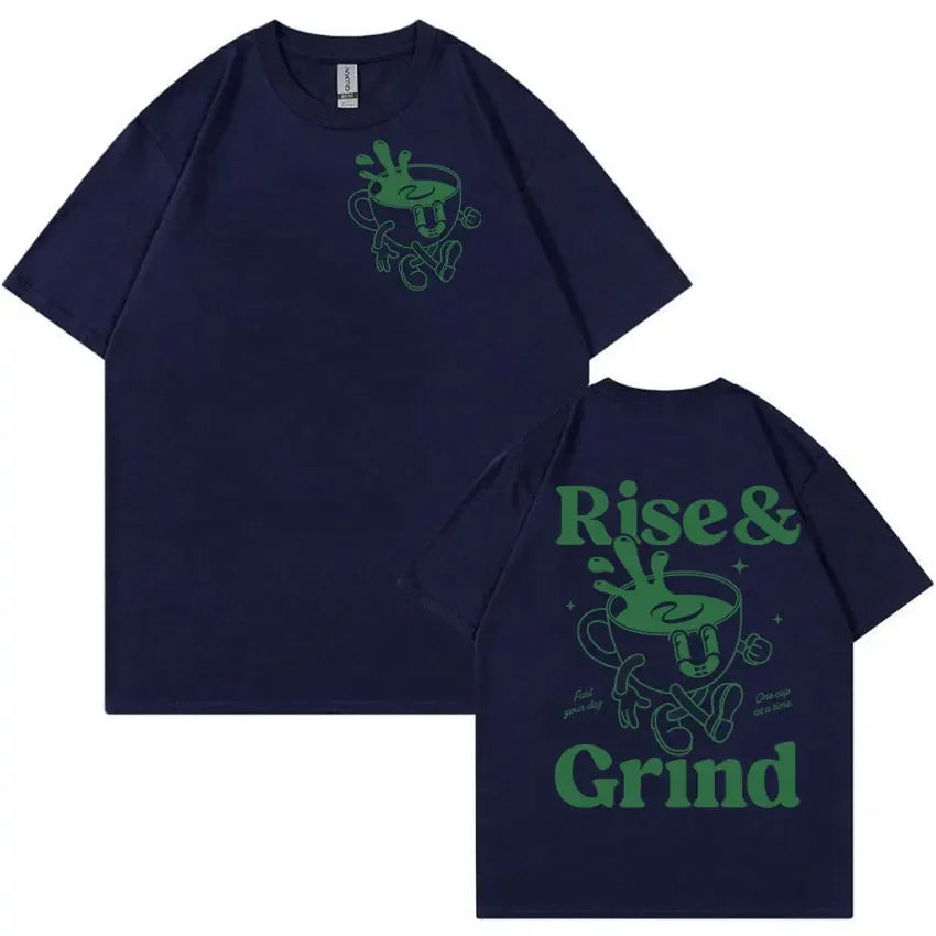 'Rise and Grind Green' -100% Cotton Oversized T-shirt