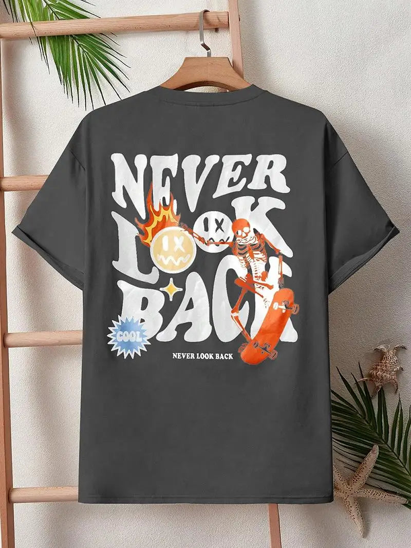 "Never Look Back" Street Print Men's T-Shirt