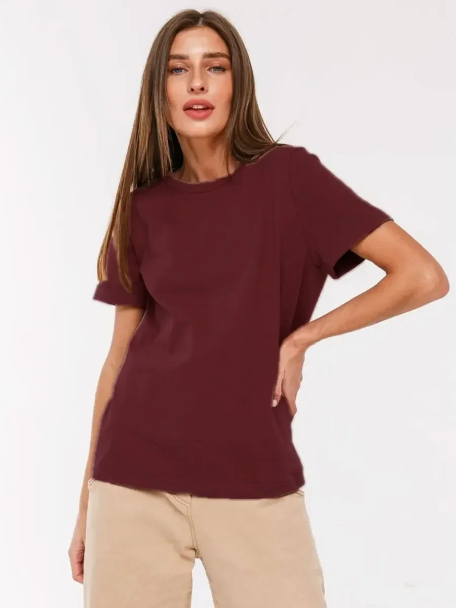 Women's solid color T-shirt - loose fit