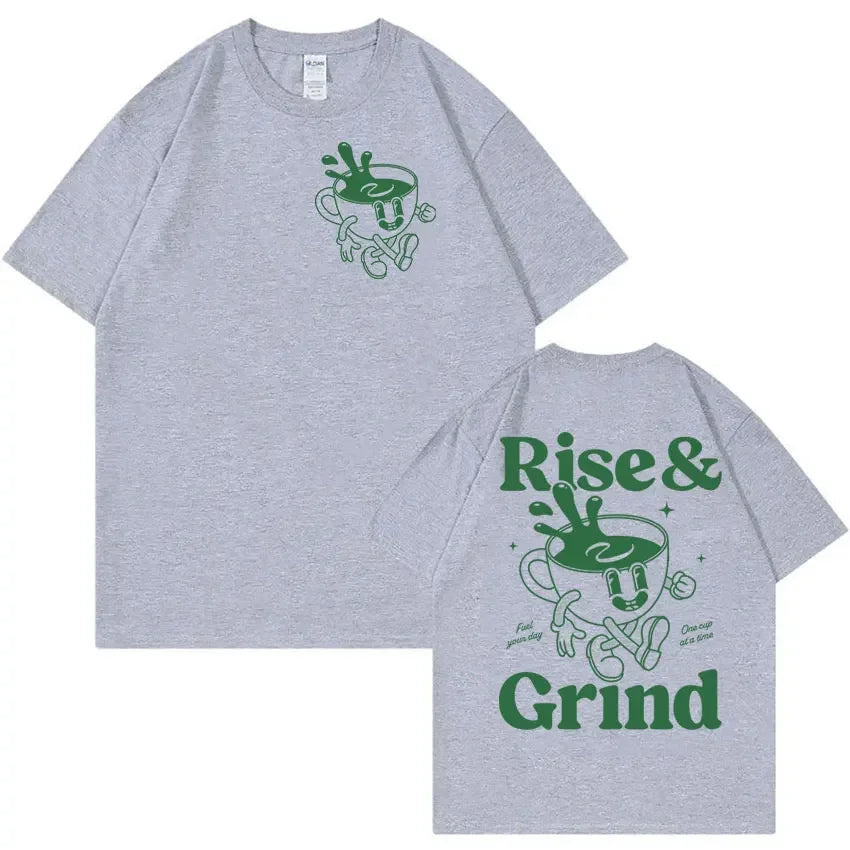 'Rise and Grind Green' -100% Cotton Oversized T-shirt