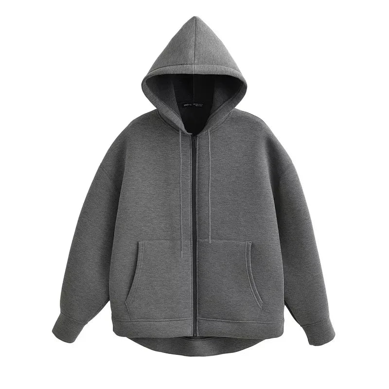 Heather Zipper Hoodie - Loose Fit