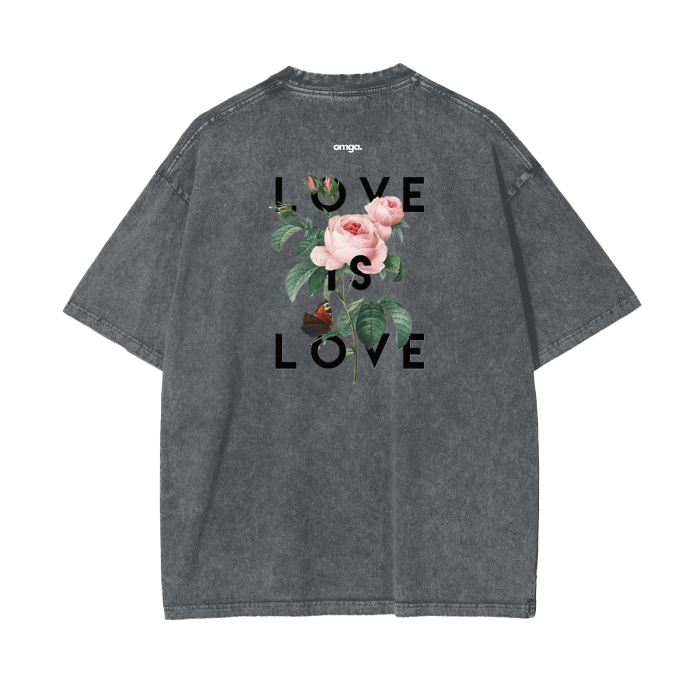 "Love" Acid Wash Oversize T-Shirt - 250 GSM